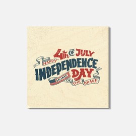 Unbranded Independence Day USA Retro 4'' X 4'' Square Wooden Coaster