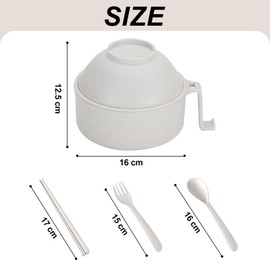 Ramen Bowl,Ramen Noodle Bowls Microwavable,6-Piece Ramen Cooker with Chopsticks,Spoon,Fork,Ramen Pot Set with Strainer and Lid for Dorm Room,Apartment,Home,Office