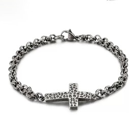 ULLMYYL Stainless Steel Cross Chain Bracelet for Men