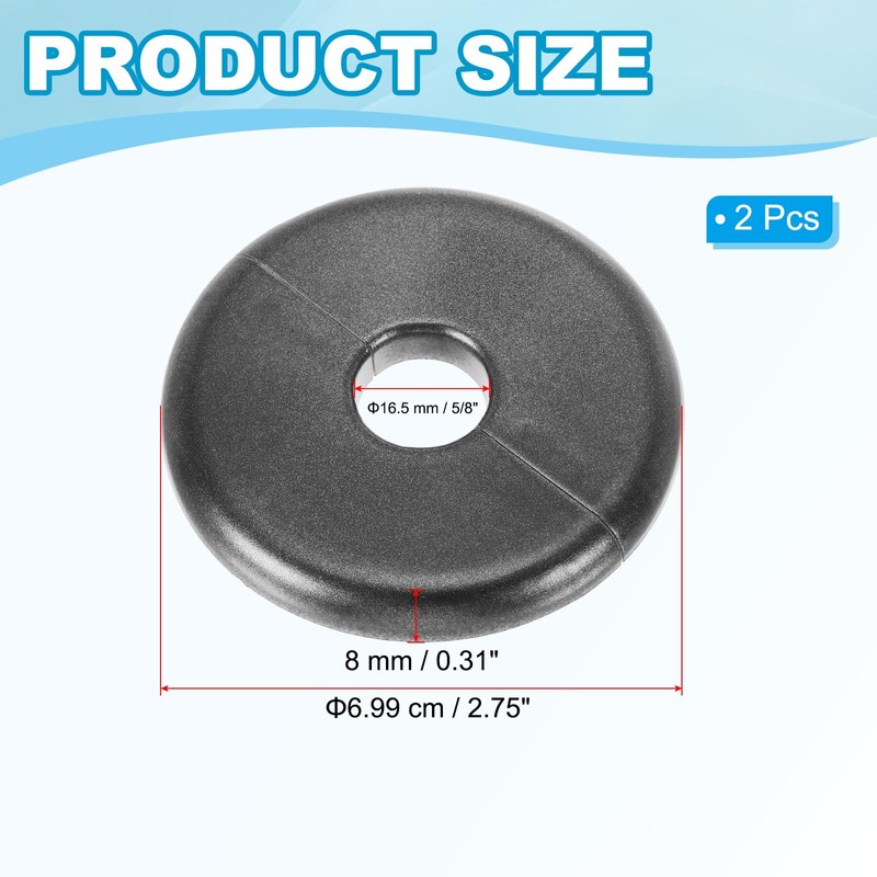 PATIKIL Wall Split Flange 0.65" (16.5mm),2 Pcs ABS Round Self-Adhesive