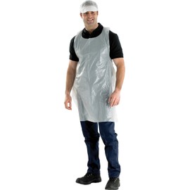 Flat Pack White Plastic Aprons - 100 aprons