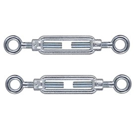M8 x 110mm Eye & Eye Steel Turnbuckles Wire Tensioner Strainer Closed Hook Threaded Hook (Pack of 2)