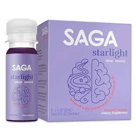 SAGA Starlight Organic Sleep Shots - Ayuda natural para dormir con melatonina, reishi, raíz de valeriana, ashwagandha, manzanilla, sin azúcar, vegano,