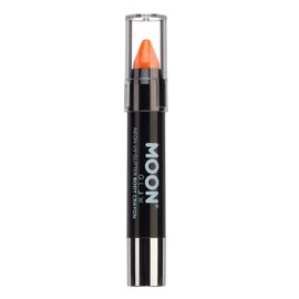 Moon Glow, Neon UV Glitter Face Crayon/Body Chalk Makeup for Face and Body Glow Bright Under UV Lighting (Orange, 3.5g)
