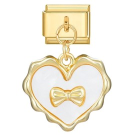 M&S Birthday Daughter Evil Eye Mother Sister Swan Bear Silver Coffee Horse Elephant Gold 9mm Italian Link Charm Compatible With Nomination Bracelet (Gold Moter Pearl Heart)