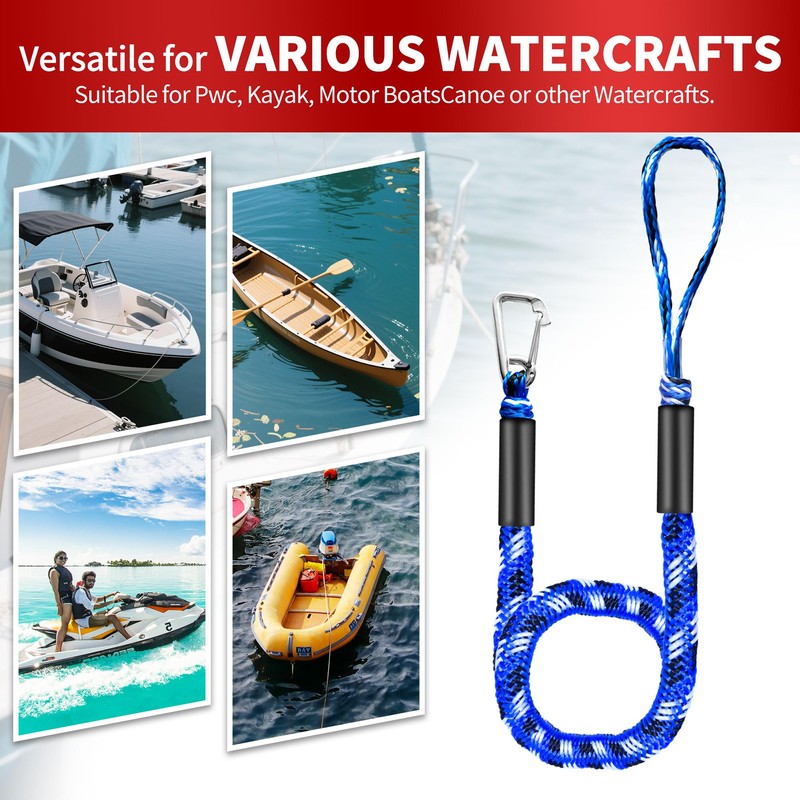 NIUTRIP Bungee Dock Line with Stainless Steel Clip – Boat