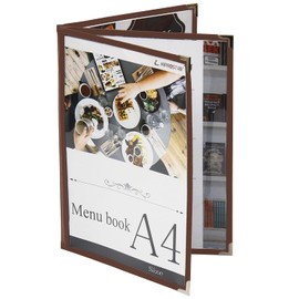 Menu Book, 6 Pages (3 Panels, 6 Sides), A4 Size, Medium Bound PRO-MA4-6 (Brown)