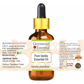 Greenwood Essential Pure Vanilla Essential Oil (Vanilla planifolia) with Glass Dropper Steam Distilled 15ml (0.50 oz)