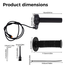 Ebike Full Twist Throttle Grip Kit, 3 Pin Waterproof Anti-Slip Design