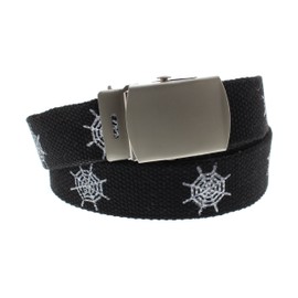 Zac's Alter Ego Adjustable Cobweb Canvas Webbing Belt with Slider Buckle