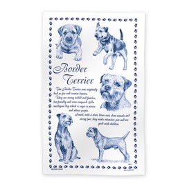 Border Terrier Printed Tea towel - 100 Percent Cotton. Dog Lover Pet gift for him her best boy/girl Doggo Friend Teatowel