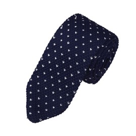 Dan Smith Cuello de punto ajustado para boda con parte inferior puntiaguda estándar, Azul medianoche, blanco-c.c.g.b.046, Talla única