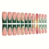 24Pcs Long Square Press on Nails Handmade Fake Nails Green