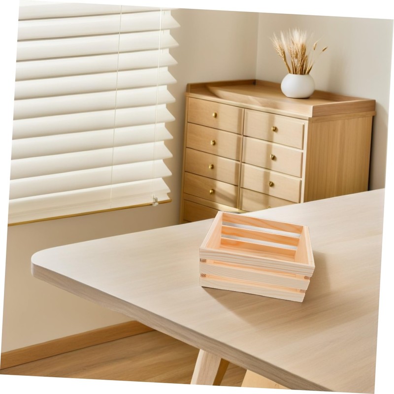 ULTECHNOVO Wooden Storage Bins Desktop Wooden Storage Basket Decorative Crate