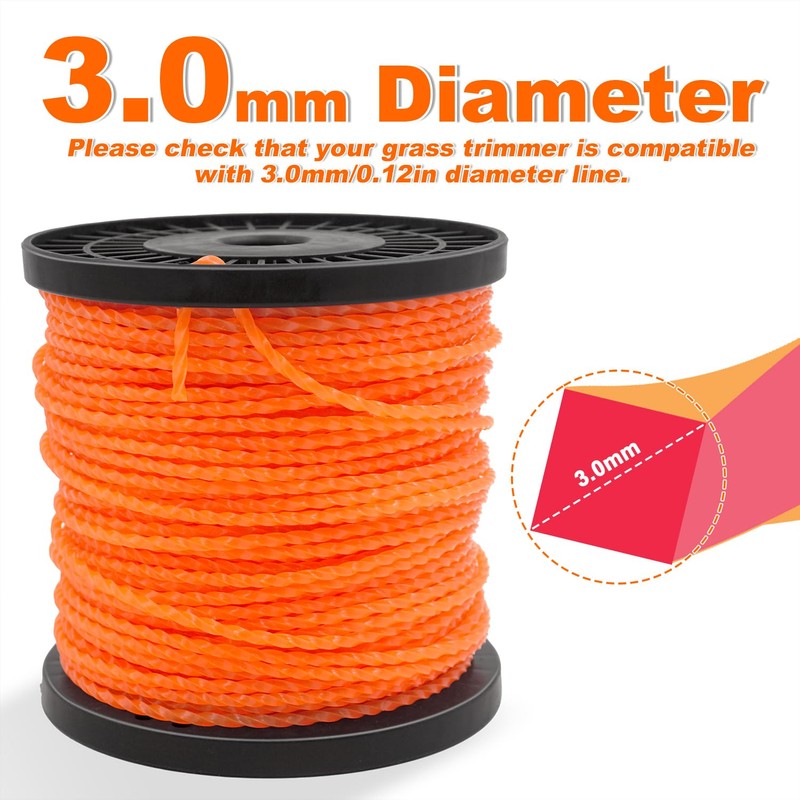 Zeqeey Twist Square Grass Trimmer Line Heavy Duty Weed Strimmer