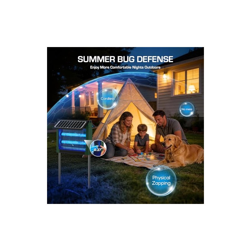 Solar Bug Zapper Outdoor with Dual Solar Panels, PhatroyYee 4500V