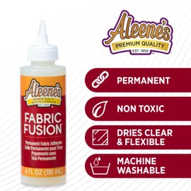 Aleene's Fabric Fusion Glue 4 oz, Permanent and Washable Adhesive, No-Sew Fabric Glue for Clothing, Denim, Polyester, Cotton, Flannel Materials, Dries Flexible