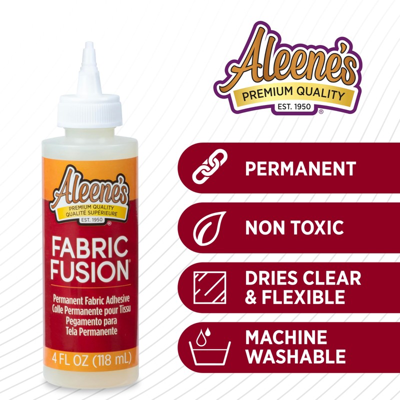 Aleene's Fabric Fusion Glue 4 oz, Permanent and Washable Adhesive,