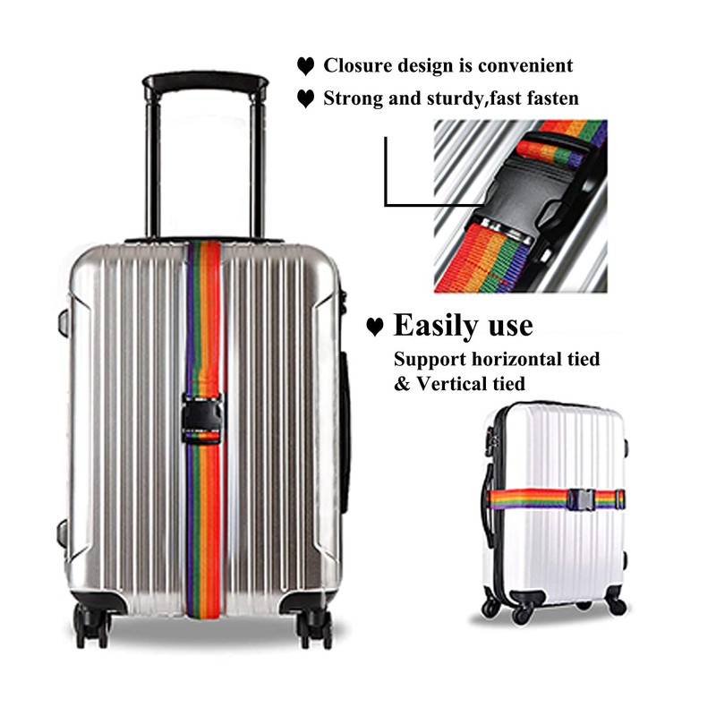2 Pack Suitcase Belts, Adjustable Luggage Straps, Bright Colors Travel