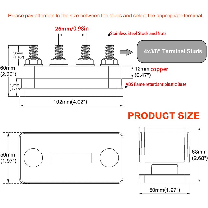Gloaso Bus Bar Copper 12V-48V DC 600A High Current Busbar