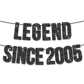 Banner Legend Since 2005 para decoración de fiesta de cumpleaños número 20, pancarta de fiesta de cumpleaños para niños y niñas, hecha a mano, color negro