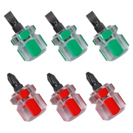 Mini Stubby Screwdriver, 3 Pieces Mini Flat Head Screwdriver with 3 Pieces Mini Phillips Screwdriver, Mini Sewing Machine Screwdriver, Flat Head for Snarrow Place (Red and Green)