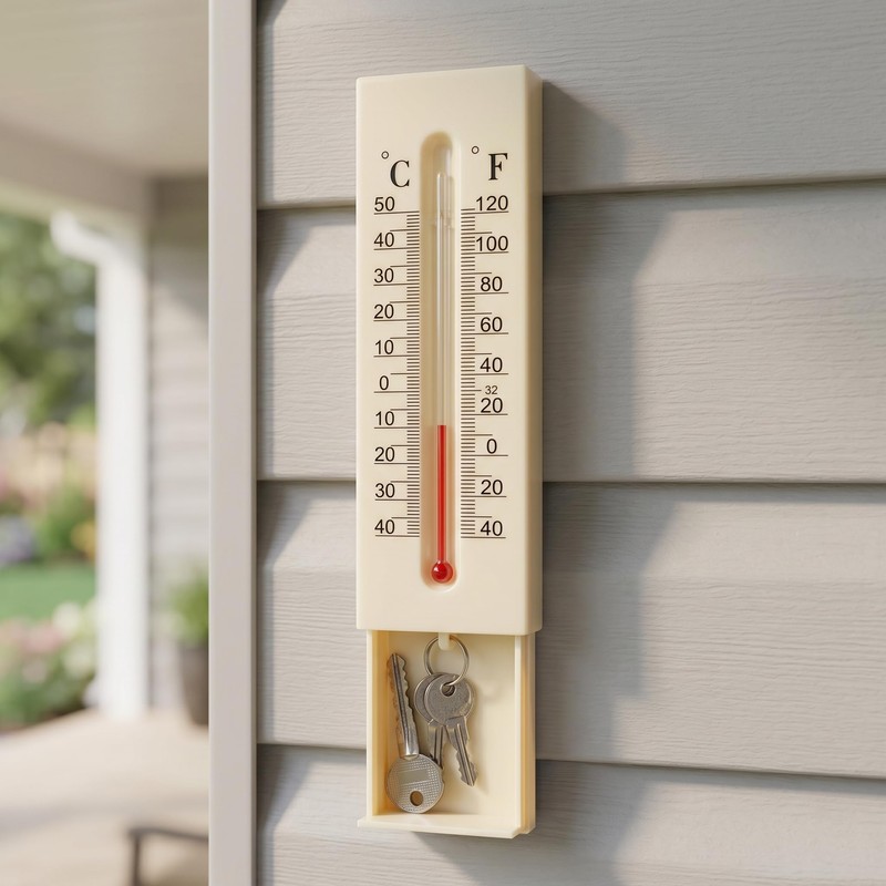 Key Cabinet Outdoor, Key Lock Box, Thermometer Decorative Hide a