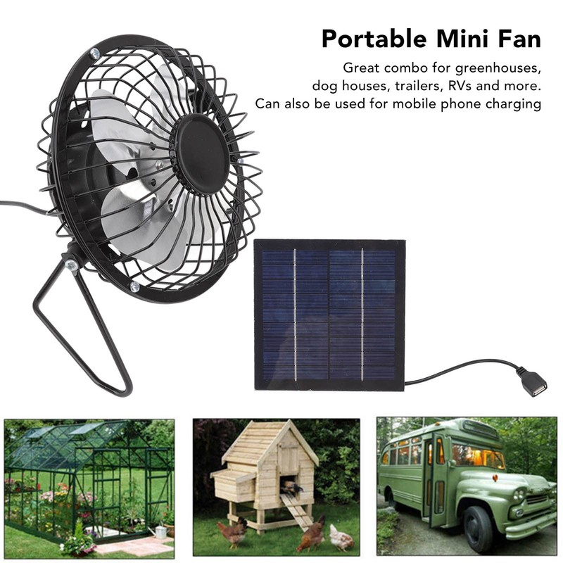 Natudeco USB-Solar-Ventilator, Solarbetriebener Lüfter, Tragbarer Mini-Ventilator Mit Photovoltaik-Solarpanel Für Camping,