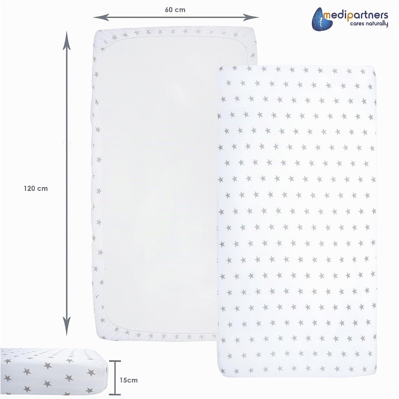 Medi Partners Fitted Sheet 60 x 120 cm, 3-Pack Baby
