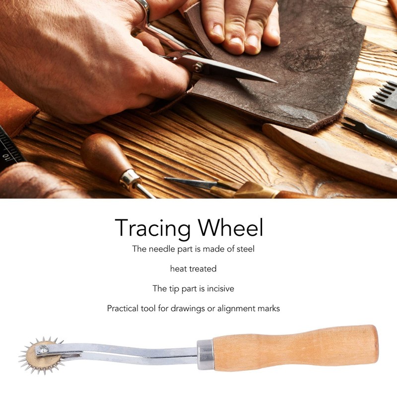 Stainless Steel Needle Tracing Wheel, Sewing Tool for Leathercraft Patterns,