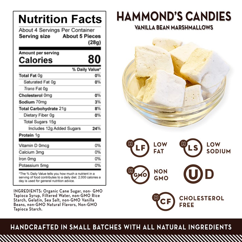 Hammond’s Candies Gourmet Marshmallows – Vanilla Bean | Great for