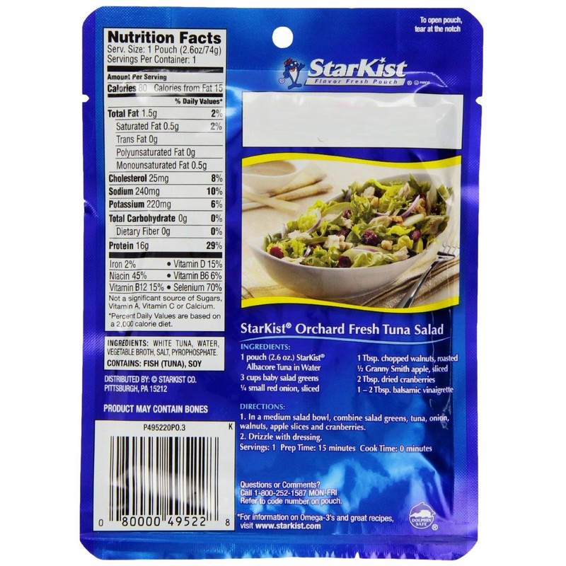 StarKist Albacore White Tuna in Water, 2.6-Ounce Pouch (Pack of
