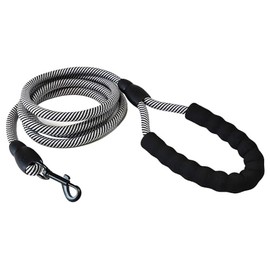 6-Feet Heavy Duty Dog Leash with Soft Comfortable Padded Handle and Metal Self-Lock Buckle for Mediud/Large Dogs (Black/Silver, 1/2" Diameter)