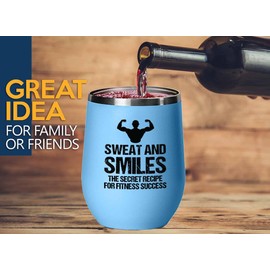 Luxe Gifting Personal Trainer Blue Edition Wine Tumbler 12oz - Sweat And Smiles - Fitness Instructor Workout Coach Exercise Lover Cardio Lover Gym Coach