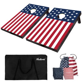 Cornhole Board Set 4x2 Regulation Size Beach Palm Trees Style Cornhole Set with Carrying Bags & 8 Bean Bags Corn Hole Boards Bean Toss Games