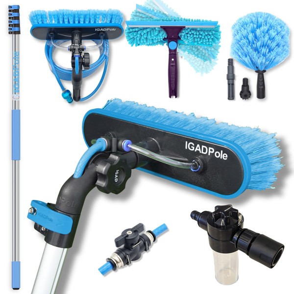 23ft IGADPole Washing Kit: Water-fed Brush, Cobweb Duster and 10”
