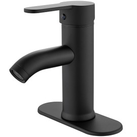 gotonovo Matte Black Stainless Steel 304 Bathroom Faucet Farmhouse Single Handle Lavatory Basin Vanity Sink Faucet with Supply Line