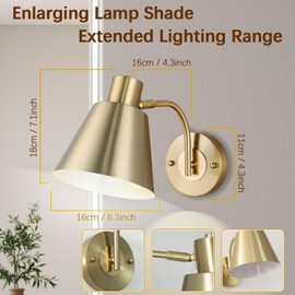 Troconce Gold Wireless Battery Operated Wall Sconces Set of 2, Cordless Battery Powered Led Wall Lights with Remote & Bulb, Not Hardwired Dimmable Battery Wall Lamp Fixture for Room Decor