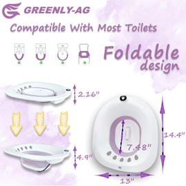 G GREENLY-AG Sitz Bath, Sitz Bath for Toilet, Electric Sitz Bath for Hemorrhoids Men and Women, Postpartum Care, Portable Sitz Bath for Universal Toilet Seat, Water Spray Purple