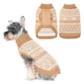 BINGPET Hjumarayan Dog Jumper, Dog Jumper Small Dog, Ultra Soft Thermal Winter Warm Puppy Sweatshirt, Pet Christmas Jumper, Pet Jumper - Beige SM