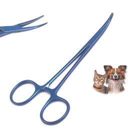 OdontoMed2011 Professional Stainless Steel Hemostat Forceps Scissors Ear Hair Clamp Pulling Shears Plier Trimmer Accessories Curved (Blue Color)