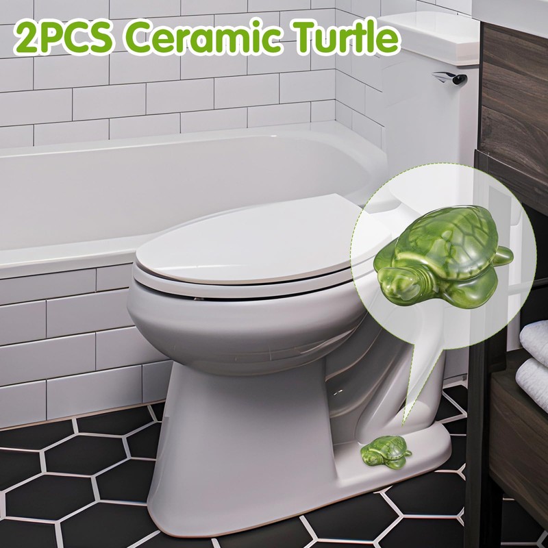 2pcs Toilet Bolt Covers Green Ceramic Turtle Toilet Screw Cover