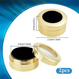PH PandaHall 2pcs 1.26 Inch Rock Display Box Gemstone Display Box Crystal Collection Box Rock Storage Organizer Rock Case Round Metal Container with Clear Top Lid for Collectibles Rhinestone