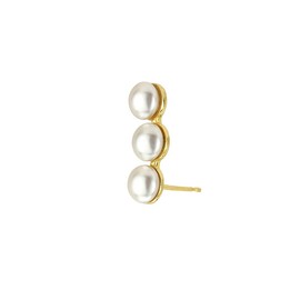 Vanbelle 18K Gold Plated Jewelry - Bead Climber Earring with White Faux Pearls - Beautifully Designed Handcrafted - Lightweight Elegant for Women