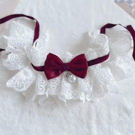 Bonito collar de gato con lazo para gatos y perros pequeños (rosa, M (7-11 libras)