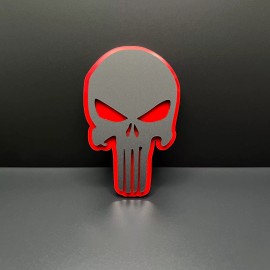 FMSgear ONE (1) RED and BLACK PUNISHER Head Car Truck Emblem Fender Tailgate Badge USA