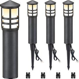 SUNVIE 4-Pack Low Voltage Pathway Lights 3W 3000K 12-24V LED Low Voltage Landscape Lights CRI 90+ Aluminum Outdoor Pathway Landscape Lighting Bollard Lights for Walkway Yard Garden, ETL Listed Cord