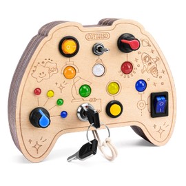 CGYUJISD Busy Board with led Light,Switch Board,Montessori Toys for 1+ Years Old, Wooden Sensory Travel Toy for Toddlers 1-3.