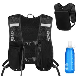Running Vest for Men and Women, Breathable & Reflective Hydration Backpack, Hydration Vest Running with 500 ml Water Bottle, Adjustable Hydration Backpack for Runs, Cycling, Trails, Marathons