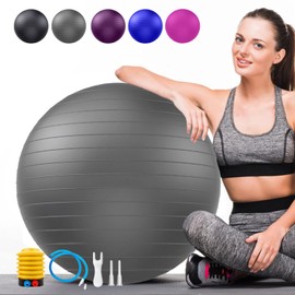 Soft Exercise Ball, Anti-Burst Yoga Ball Chair Supports 2200lbs, Stability Swiss Ball w/Pump for Pregnancy Birthing, Excersize, Workout, Fitness, Balance, Gym, Physio, Abs (Office & Home & School)